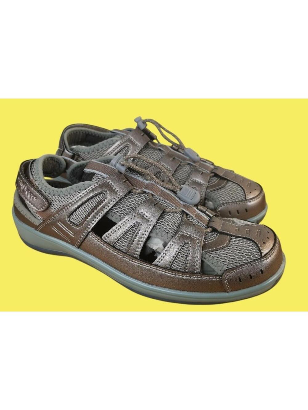 Orthofeet Shoes Wns 9.5 D Wide Verona Fisherman Sandal‎ Pewter Orthotic Diabetic